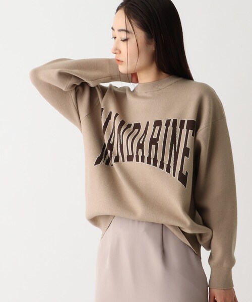 OPAQUE.CLIP(オペークドットクリップ)の「◆MANDARINE ロゴジャカードニット(ニット/セーター・レディース・ダークオレンジ/ライトグレー/ベージュ・00)」の2枚目の写真