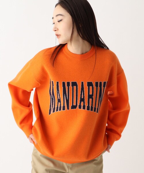 OPAQUE.CLIP(オペークドットクリップ)の「◆MANDARINE ロゴジャカードニット(ニット/セーター・レディース・ダークオレンジ/ライトグレー/ベージュ・00)」の3枚目の写真
