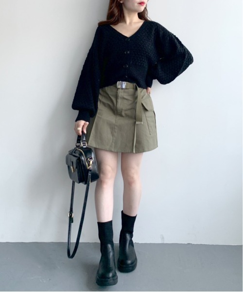 OLIVE des OLIVE（オリーブデオリーブ）の「タンク底リブニットショートブーツ（ブーツ・レディース・ブラック/アイボリー・LARGE/MEDIUM）」の21枚目の写真