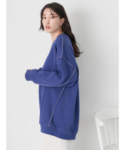 earth music&ecology（アースミュージックアンドエコロジー）の「配色ステッチキリカエウラキモウスウェット（Tシャツ/カットソー・レディース・ブルー/ブラック/アイボリー/グリーン/オレンジ・FREE）」の10枚目の写真