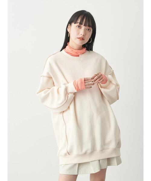 earth music&ecology（アースミュージックアンドエコロジー）の「配色ステッチキリカエウラキモウスウェット（Tシャツ/カットソー・レディース・ブルー/ブラック/アイボリー/グリーン/オレンジ・FREE）」の12枚目の写真