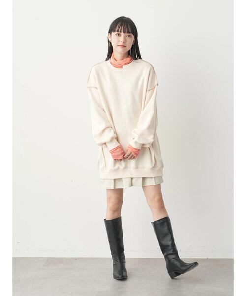 earth music&ecology（アースミュージックアンドエコロジー）の「配色ステッチキリカエウラキモウスウェット（Tシャツ/カットソー・レディース・ブルー/ブラック/アイボリー/グリーン/オレンジ・FREE）」の15枚目の写真