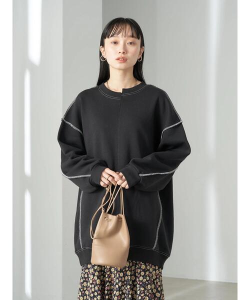 earth music&ecology（アースミュージックアンドエコロジー）の「配色ステッチキリカエウラキモウスウェット（Tシャツ/カットソー・レディース・ブルー/ブラック/アイボリー/グリーン/オレンジ・FREE）」の17枚目の写真