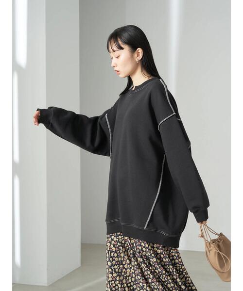 earth music&ecology（アースミュージックアンドエコロジー）の「配色ステッチキリカエウラキモウスウェット（Tシャツ/カットソー・レディース・ブルー/ブラック/アイボリー/グリーン/オレンジ・FREE）」の18枚目の写真