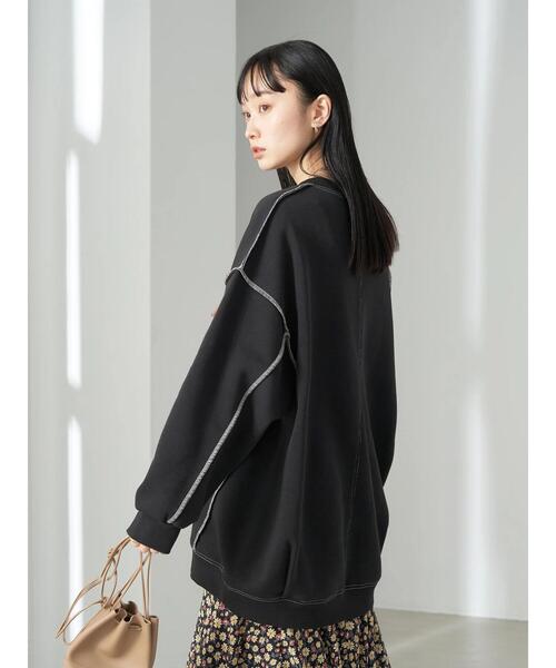 earth music&ecology（アースミュージックアンドエコロジー）の「配色ステッチキリカエウラキモウスウェット（Tシャツ/カットソー・レディース・ブルー/ブラック/アイボリー/グリーン/オレンジ・FREE）」の19枚目の写真