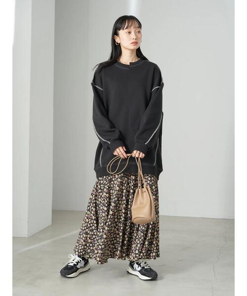 earth music&ecology（アースミュージックアンドエコロジー）の「配色ステッチキリカエウラキモウスウェット（Tシャツ/カットソー・レディース・ブルー/ブラック/アイボリー/グリーン/オレンジ・FREE）」の20枚目の写真