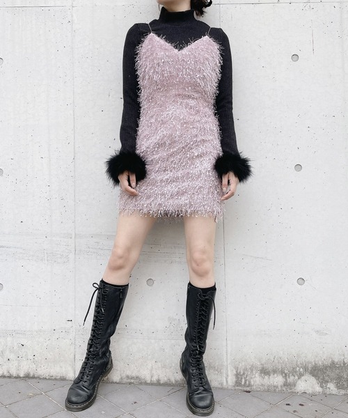 lilLilly(リルリリー)の「フリンジキャミドレス(ワンピース・レディース・グレー/ブラック/パープル・FREE)」の8枚目の写真