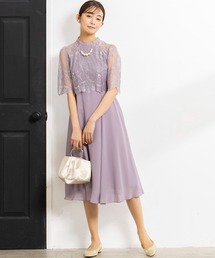 フレアレーススリーブワンピース