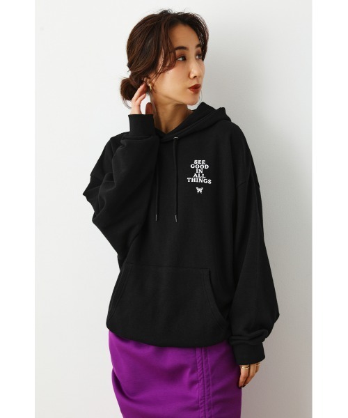 RODEO CROWNS WIDE BOWL（ロデオクラウンズワイドボウル）の「BUTTERFLY スウェットパーカー（パーカー・レディース・グレー×ホワイト/ブラック/ダークグリーン・FREE）」の12枚目の写真