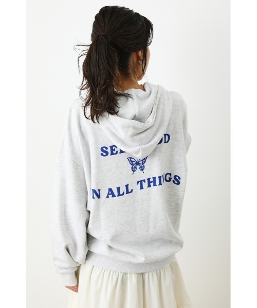 RODEO CROWNS WIDE BOWL（ロデオクラウンズワイドボウル）の「BUTTERFLY スウェットパーカー（パーカー・レディース・グレー×ホワイト/ブラック/ダークグリーン・FREE）」の20枚目の写真