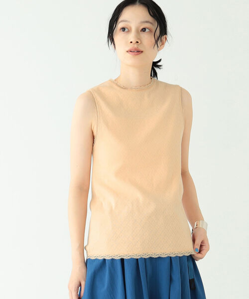 BEAMS BOY（ビームスボーイ）の「BEAMS BOY / パターン メッシュ ノースリーブ（タンクトップ・レディース・オフホワイト/オレンジ系その他/ブラック・ONE SIZE）」の15枚目の写真