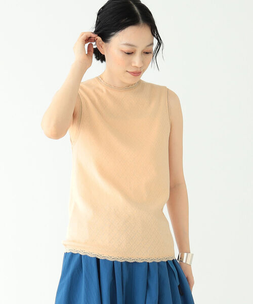 BEAMS BOY（ビームスボーイ）の「BEAMS BOY / パターン メッシュ ノースリーブ（タンクトップ・レディース・オフホワイト/オレンジ系その他/ブラック・ONE SIZE）」の11枚目の写真