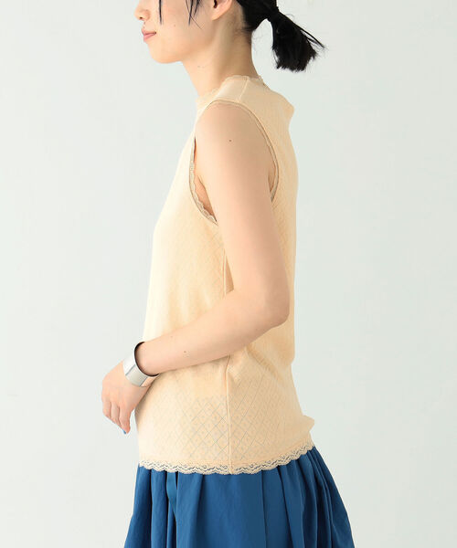 BEAMS BOY（ビームスボーイ）の「BEAMS BOY / パターン メッシュ ノースリーブ（タンクトップ・レディース・オフホワイト/オレンジ系その他/ブラック・ONE SIZE）」の9枚目の写真