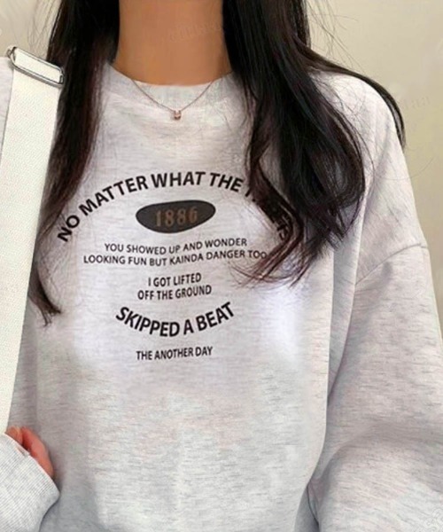 Dalfwin(ダールフィン)の「韓国ファッションBEATプリントドルマンスリーブスウェットトレーナー(スウェット・レディース・グレー系その他/チャコールグレー/モカ/オートミール/グレー系2/ブラウン系2/ベージュ系2/グレー系その他2・FREE)」の3枚目の写真