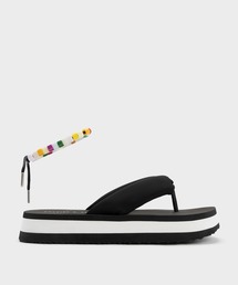 台湾 CHARLES&KEITH Trinah ビーチサンダル CHARLES & KEITH Trinah トリーナ トングサンダル （Black） -靴