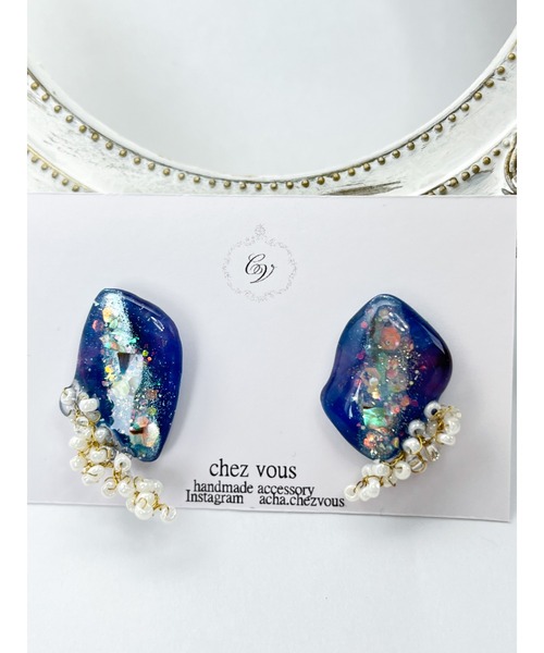 tone(トーン)の「【chez vous】Diamond dust ピアス (MA)(ピアス(両耳用)・レディース・コバルトブルー/スカイブルー・FREE)」の2枚目の写真