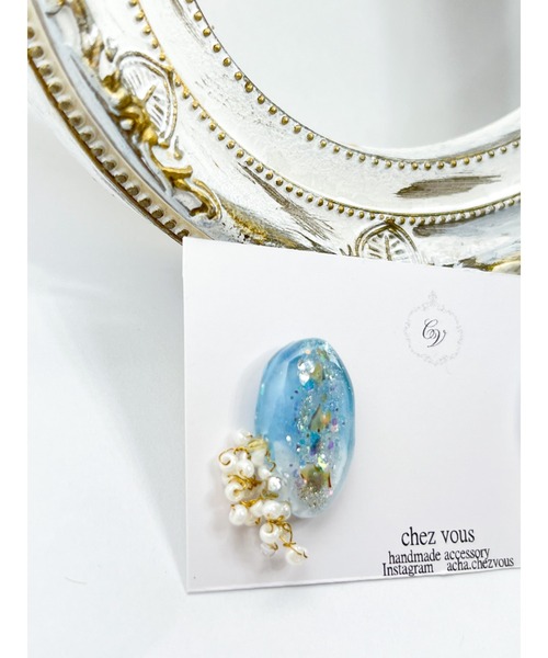 tone(トーン)の「【chez vous】Diamond dust ピアス (MA)(ピアス(両耳用)・レディース・コバルトブルー/スカイブルー・FREE)」の4枚目の写真