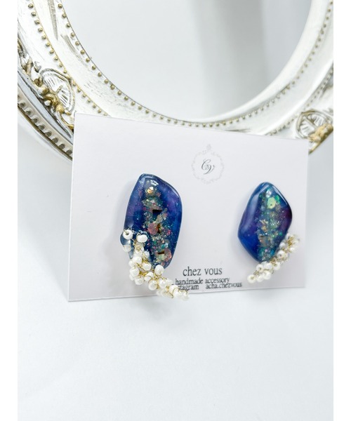 tone(トーン)の「【chez vous】Diamond dust ピアス (MA)(ピアス(両耳用)・レディース・コバルトブルー/スカイブルー・FREE)」の13枚目の写真