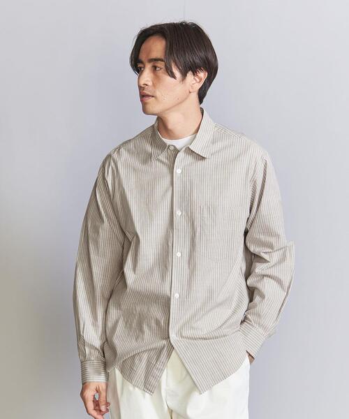 BEAUTY&YOUTH UNITED ARROWS(ビューティーアンドユースユナイテッドアローズ)の「プレップ ピンストライプ レギュラー フォルム テーパード シャツ(シャツ/ブラウス・メンズ・ベージュ/ネイビー/ターコイズブルー・S/M/L/XL)」の2枚目の写真