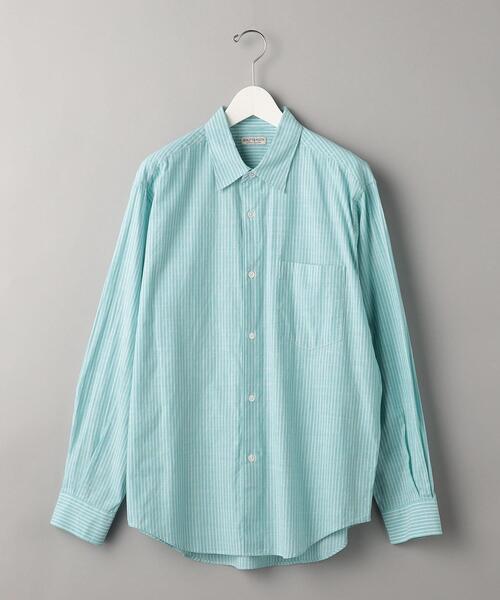 BEAUTY&YOUTH UNITED ARROWS(ビューティーアンドユースユナイテッドアローズ)の「プレップ ピンストライプ レギュラー フォルム テーパード シャツ(シャツ/ブラウス・メンズ・ベージュ/ネイビー/ターコイズブルー・S/M/L/XL)」の9枚目の写真