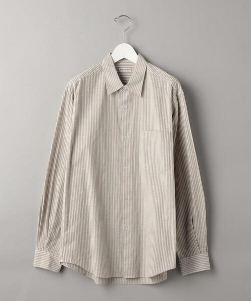 BEAUTY&YOUTH UNITED ARROWS(ビューティーアンドユースユナイテッドアローズ)の「プレップ ピンストライプ レギュラー フォルム テーパード シャツ(シャツ/ブラウス・メンズ・ベージュ/ネイビー/ターコイズブルー・S/M/L/XL)」の6枚目の写真