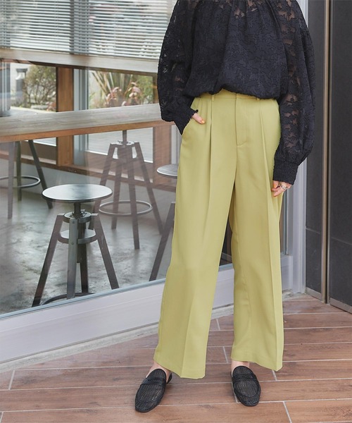titivate（ティティベイト）の「センタープレスツイルセミワイドパンツ（その他パンツ・レディース・オレンジ/ブラック/アイボリー/ライトグリーン/ブルー・S/M/L）」の4枚目の写真
