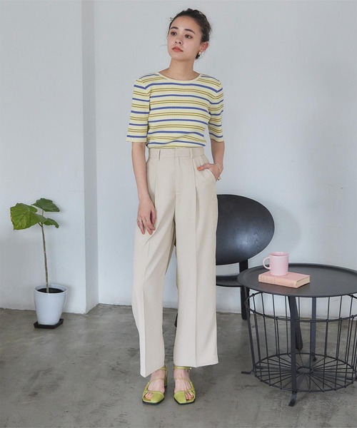 titivate（ティティベイト）の「センタープレスツイルセミワイドパンツ（その他パンツ・レディース・オレンジ/ブラック/アイボリー/ライトグリーン/ブルー・S/M/L）」の20枚目の写真