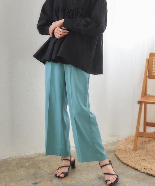 titivate（ティティベイト）の「センタープレスツイルセミワイドパンツ（その他パンツ・レディース・オレンジ/ブラック/アイボリー/ライトグリーン/ブルー・S/M/L）」の16枚目の写真