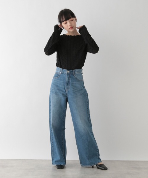 LOWRYS FARM(ローリーズファーム)の「シアーフラワージャガードロングスリーブ 191365(Tシャツ/カットソー・レディース・ブラック/グリーン/アイボリー・FREE)」の6枚目の写真
