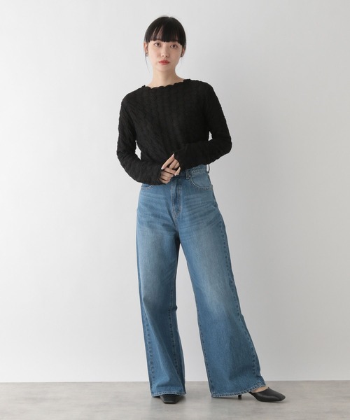 LOWRYS FARM(ローリーズファーム)の「シアーフラワージャガードロングスリーブ 191365(Tシャツ/カットソー・レディース・ブラック/グリーン/アイボリー・FREE)」の11枚目の写真