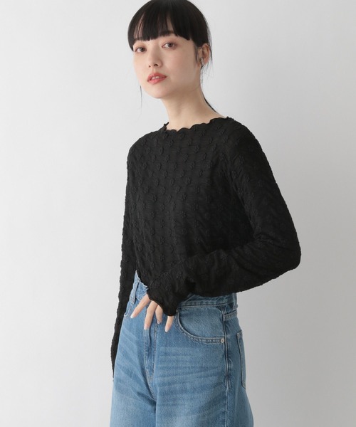 LOWRYS FARM(ローリーズファーム)の「シアーフラワージャガードロングスリーブ 191365(Tシャツ/カットソー・レディース・ブラック/グリーン/アイボリー・FREE)」の18枚目の写真
