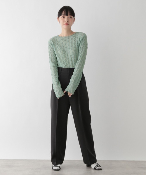 LOWRYS FARM(ローリーズファーム)の「シアーフラワージャガードロングスリーブ 191365(Tシャツ/カットソー・レディース・ブラック/グリーン/アイボリー・FREE)」の16枚目の写真