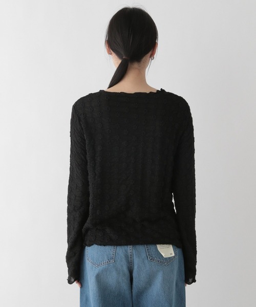 LOWRYS FARM(ローリーズファーム)の「シアーフラワージャガードロングスリーブ 191365(Tシャツ/カットソー・レディース・ブラック/グリーン/アイボリー・FREE)」の15枚目の写真