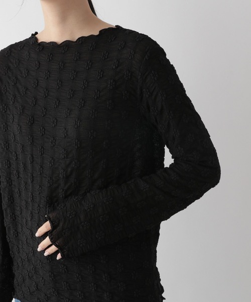 LOWRYS FARM(ローリーズファーム)の「シアーフラワージャガードロングスリーブ 191365(Tシャツ/カットソー・レディース・ブラック/グリーン/アイボリー・FREE)」の19枚目の写真