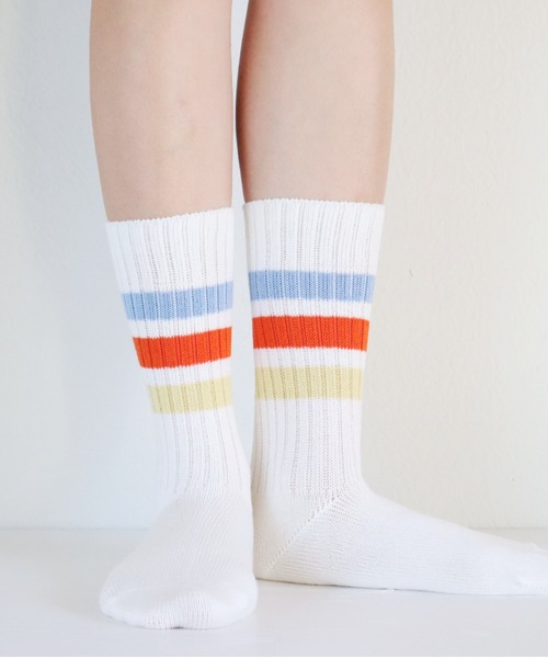 rasox（ラソックス）の「rasox（ラソックス）／　3ライン・リブクルー（ソックス/靴下・レディース・ホワイト×グリーン/ホワイト×ブルー/ホワイト×ネイビー/ホワイト系その他4・SMALL/LARGE/MEDIUM）」の5枚目の写真