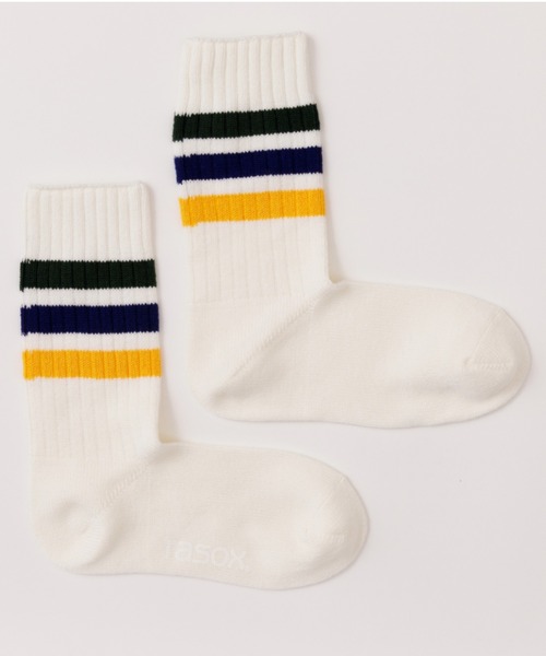 rasox（ラソックス）の「rasox（ラソックス）／　3ライン・リブクルー（ソックス/靴下・レディース・ホワイト×グリーン/ホワイト×ブルー/ホワイト×ネイビー/ホワイト系その他4・SMALL/LARGE/MEDIUM）」の14枚目の写真