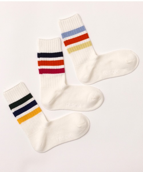 rasox（ラソックス）の「rasox（ラソックス）／　3ライン・リブクルー（ソックス/靴下・レディース・ホワイト×グリーン/ホワイト×ブルー/ホワイト×ネイビー/ホワイト系その他4・SMALL/LARGE/MEDIUM）」の21枚目の写真