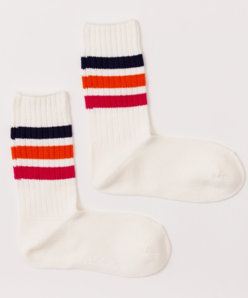 rasox（ラソックス）の「rasox（ラソックス）／　3ライン・リブクルー（ソックス/靴下・レディース・ホワイト×グリーン/ホワイト×ブルー/ホワイト×ネイビー/ホワイト系その他4・SMALL/LARGE/MEDIUM）」の7枚目の写真