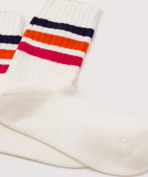 rasox（ラソックス）の「rasox（ラソックス）／　3ライン・リブクルー（ソックス/靴下・レディース・ホワイト×グリーン/ホワイト×ブルー/ホワイト×ネイビー/ホワイト系その他4・SMALL/LARGE/MEDIUM）」の6枚目の写真