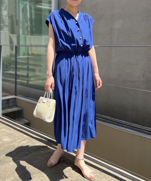 ◇【WEB限定】ECO割繊パール釦ワンピース