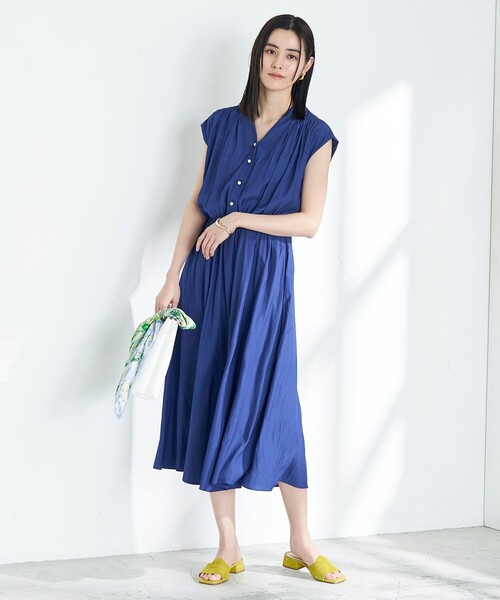 ◇【WEB限定】ECO割繊パール釦ワンピース