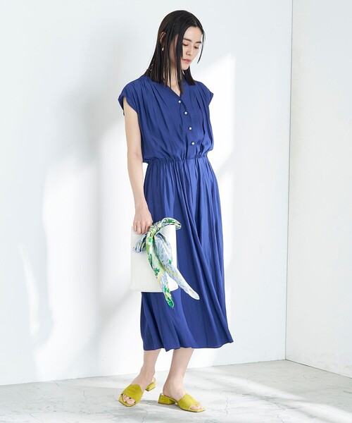 ◇【WEB限定】ECO割繊パール釦ワンピース