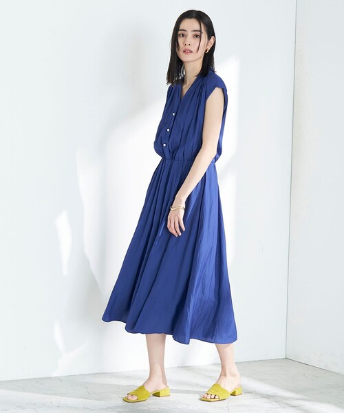 ◇【WEB限定】ECO割繊パール釦ワンピース