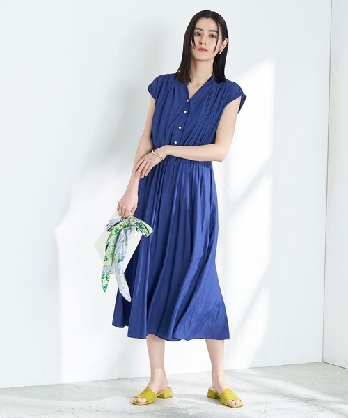 ◇【WEB限定】ECO割繊パール釦ワンピース