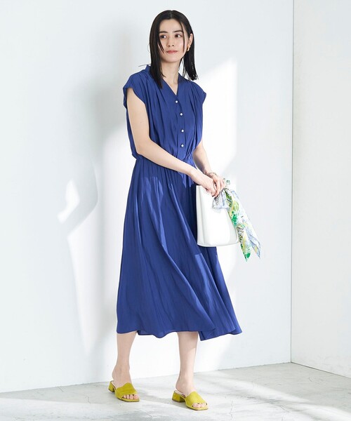 ◇【WEB限定】ECO割繊パール釦ワンピース