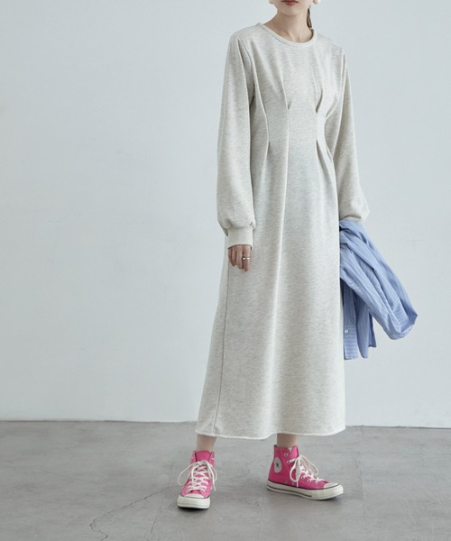 etoll.（エトル）の「ウエストタックスウェットワンピース（ワンピース・レディース・ブラック/オートミール・FREE）」の11枚目の写真