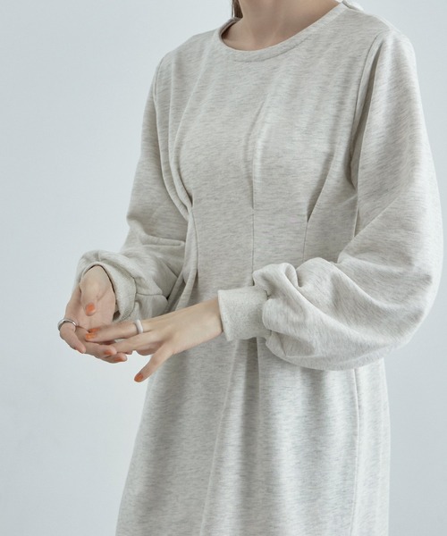 etoll.（エトル）の「ウエストタックスウェットワンピース（ワンピース・レディース・ブラック/オートミール・FREE）」の14枚目の写真