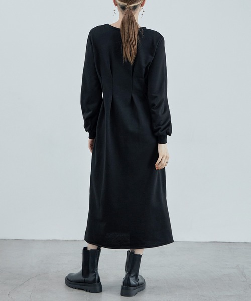 etoll.（エトル）の「ウエストタックスウェットワンピース（ワンピース・レディース・ブラック/オートミール・FREE）」の8枚目の写真
