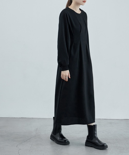 etoll.（エトル）の「ウエストタックスウェットワンピース（ワンピース・レディース・ブラック/オートミール・FREE）」の16枚目の写真