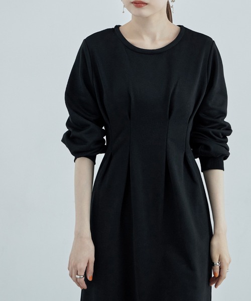 etoll.（エトル）の「ウエストタックスウェットワンピース（ワンピース・レディース・ブラック/オートミール・FREE）」の18枚目の写真